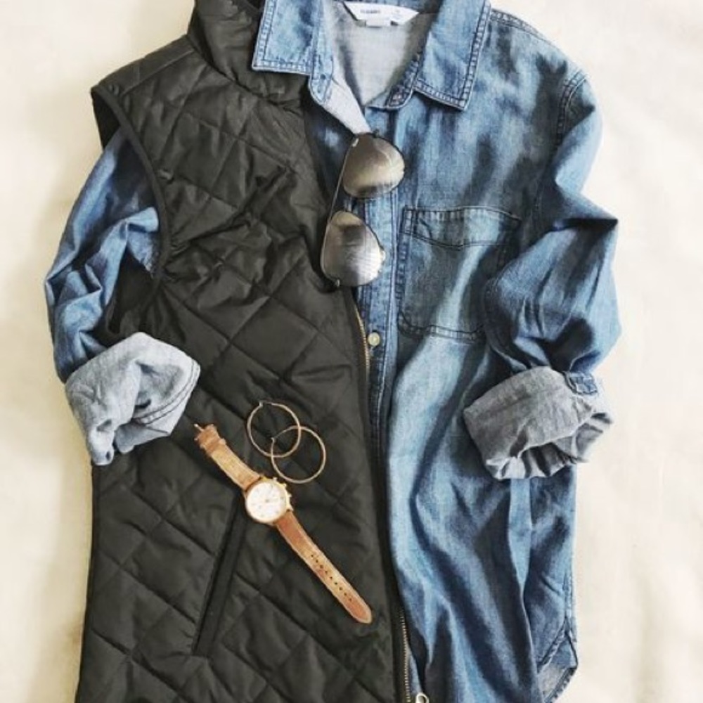 J.Crew Factory quilted puffer vest in black